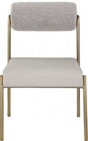 Carly Boucle Fabric And Vegan Leather Upholstered Dining Chair in Taupe, Set of 2 - 586Taupe-C