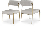 Carly Boucle Fabric And Vegan Leather Upholstered Dining Chair in Taupe, Set of 2 - 586Taupe-C