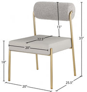 Carly Boucle Fabric And Vegan Leather Upholstered Dining Chair in Taupe, Set of 2 - 586Taupe-C
