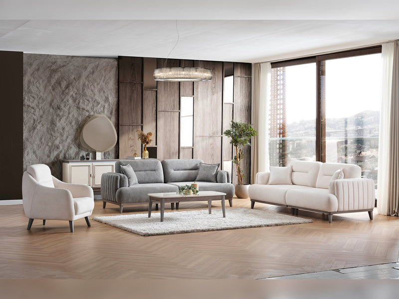 Carmen 4-pieces (2 Sofa & 2 Chair) Livingroom in Beige - Brown - 200-ELIF-CAR-A521-3311