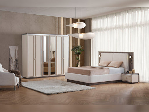 Carmen Bedroom (Queen Frame With Headboard & Dresser With Mirror & Ottoman & 2 Nightstand) - 200-ELIF-CAR-A521-QBED-SET