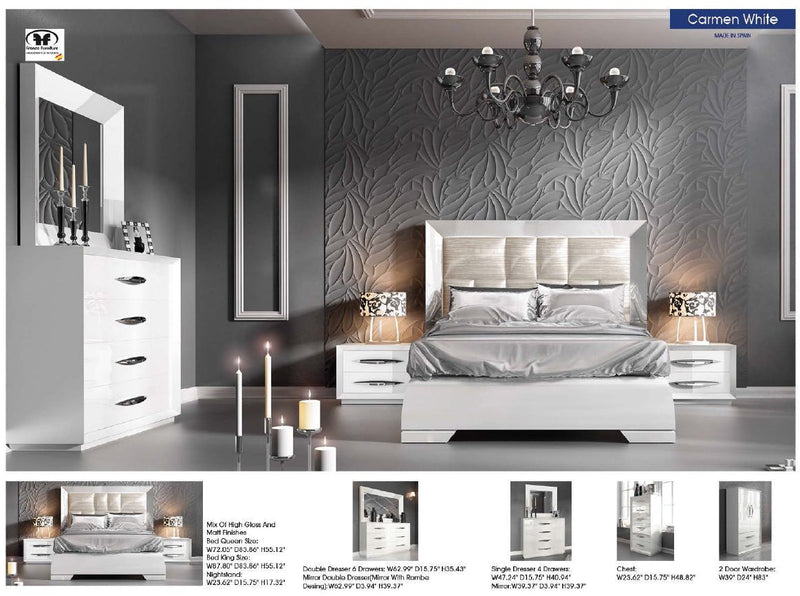 Carmen Bedroom White Set - Gate FurnitureBedroom Set