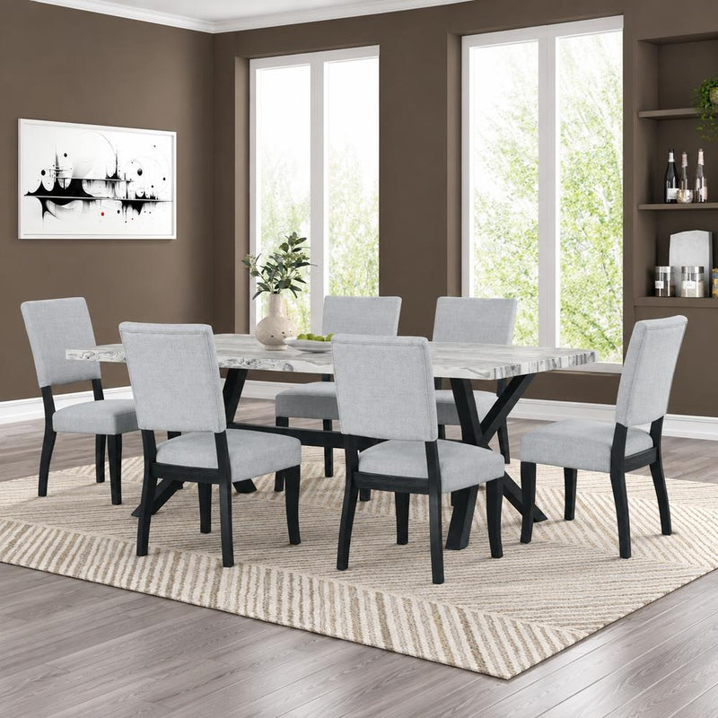 Carmen - Black & Gray 7PC Dining Set, Dining Table & 6 Chairs - D212-7PC-Set