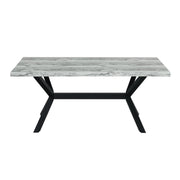 Carmen - Black & White Rectangular Shape Dining Table with Faux Marble Top - D212-Table
