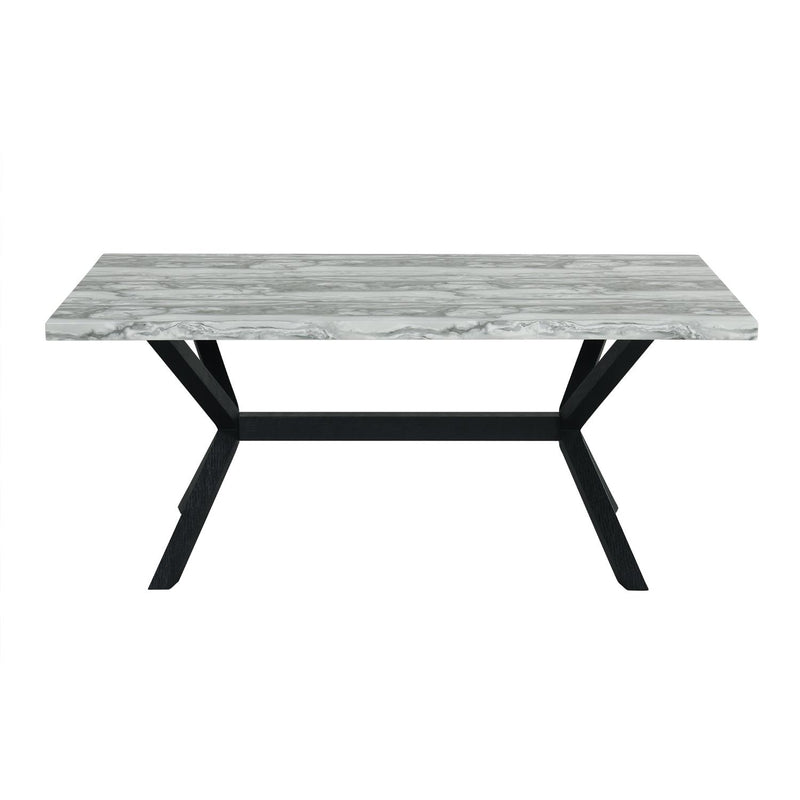 Carmen - Black & White Rectangular Shape Dining Table with Faux Marble Top - D212-Table