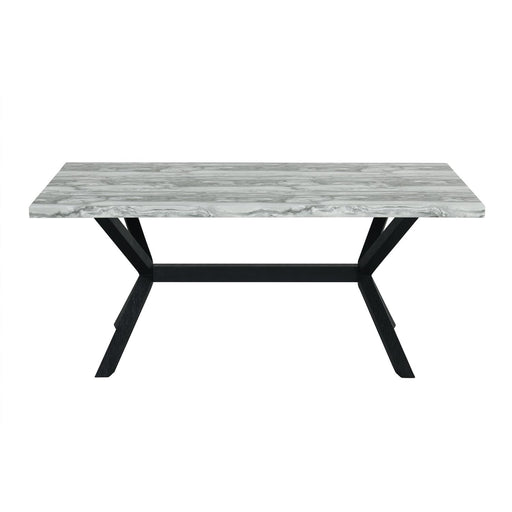 Carmen - Black & White Rectangular Shape Dining Table with Faux Marble Top - D212-Table