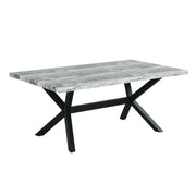 Carmen - Black & White Rectangular Shape Dining Table with Faux Marble Top - D212-Table