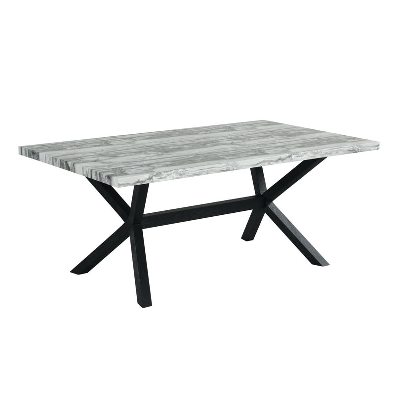 Carmen - Black & White Rectangular Shape Dining Table with Faux Marble Top - D212-Table