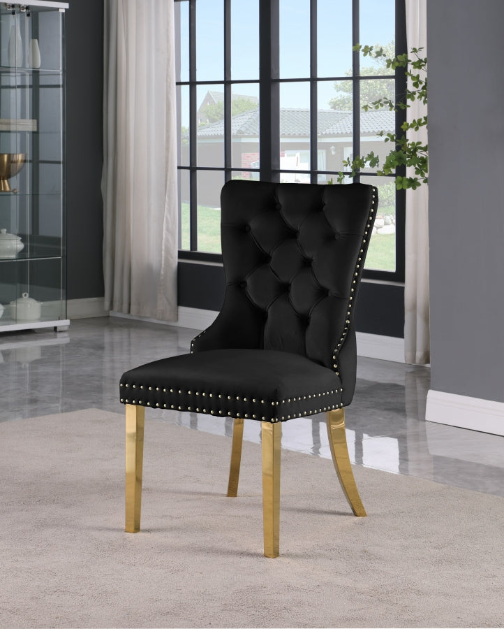 Carmen Velvet Upholstered Dining Chair in Black, Set of 2 - 812Black-C