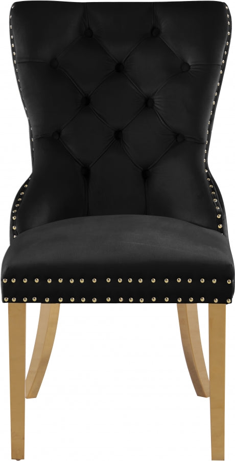 Carmen Velvet Upholstered Dining Chair in Black, Set of 2 - 812Black-C