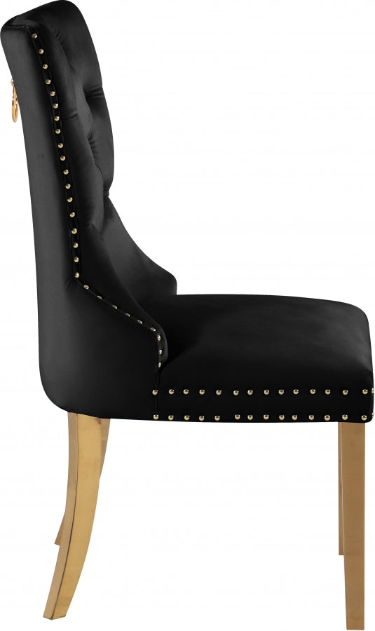 Carmen Velvet Upholstered Dining Chair in Black, Set of 2 - 812Black-C