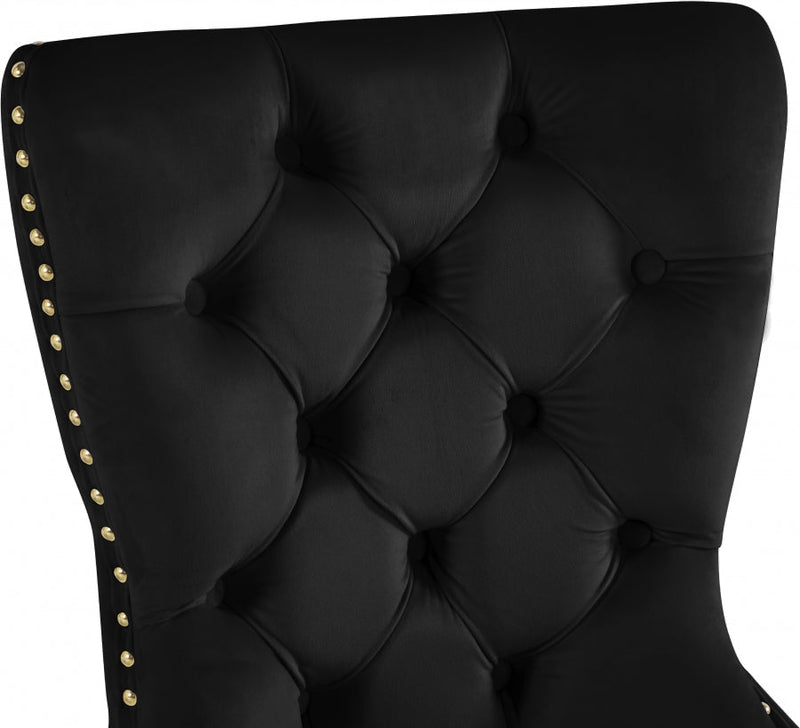 Carmen Velvet Upholstered Dining Chair in Black, Set of 2 - 812Black-C