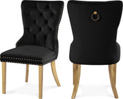 Carmen Velvet Upholstered Dining Chair in Black, Set of 2 - 812Black-C
