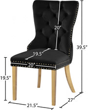 Carmen Velvet Upholstered Dining Chair in Black, Set of 2 - 812Black-C