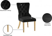 Carmen Velvet Upholstered Dining Chair in Black, Set of 2 - 812Black-C
