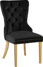 Carmen Velvet Upholstered Dining Chair in Black, Set of 2 - 812Black-C