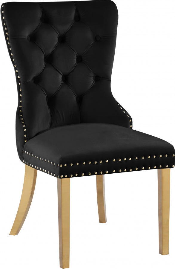 Carmen Velvet Upholstered Dining Chair in Black, Set of 2 - 812Black-C