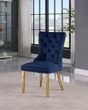 Carmen Velvet Upholstered Dining Chair in Blue, Set of 2 - 812Navy-C