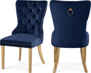 Carmen Velvet Upholstered Dining Chair in Blue, Set of 2 - 812Navy-C