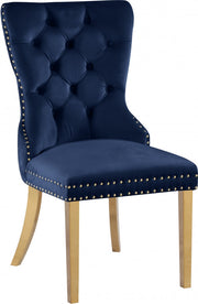 Carmen Velvet Upholstered Dining Chair in Blue, Set of 2 - 812Navy-C