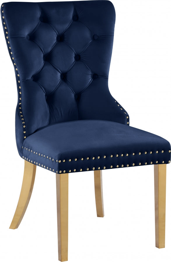 Carmen Velvet Upholstered Dining Chair in Blue, Set of 2 - 812Navy-C