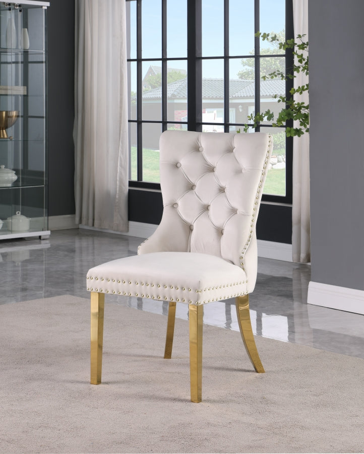 Carmen Velvet Upholstered Dining Chair in Cream, Set of 2 - 812Cream-C