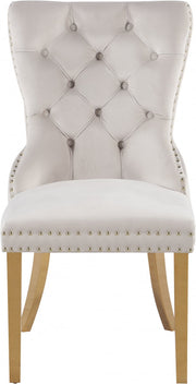 Carmen Velvet Upholstered Dining Chair in Cream, Set of 2 - 812Cream-C