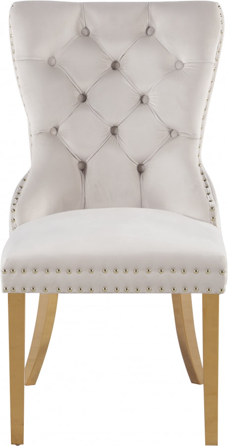 Carmen Velvet Upholstered Dining Chair in Cream, Set of 2 - 812Cream-C