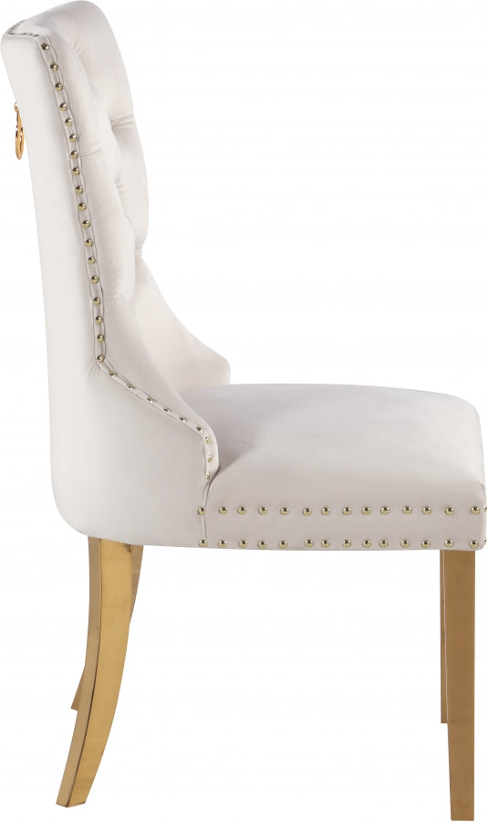 Carmen Velvet Upholstered Dining Chair in Cream, Set of 2 - 812Cream-C