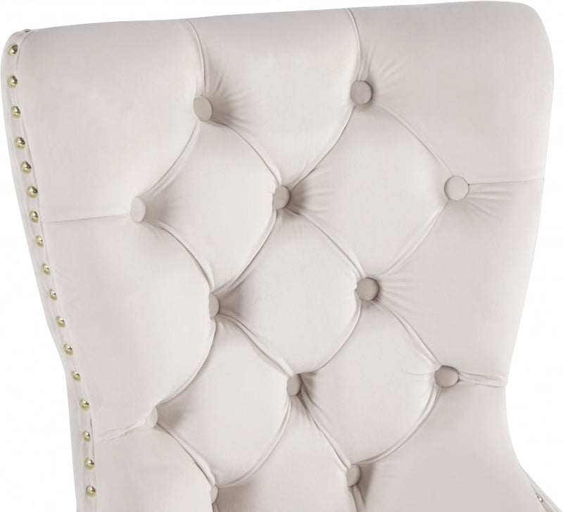 Carmen Velvet Upholstered Dining Chair in Cream, Set of 2 - 812Cream-C