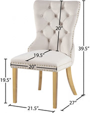 Carmen Velvet Upholstered Dining Chair in Cream, Set of 2 - 812Cream-C