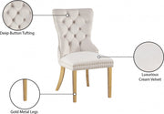 Carmen Velvet Upholstered Dining Chair in Cream, Set of 2 - 812Cream-C