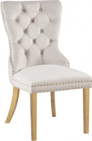 Carmen Velvet Upholstered Dining Chair in Cream, Set of 2 - 812Cream-C