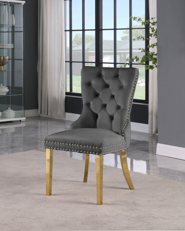 Carmen Velvet Upholstered Dining Chair in Grey, Set of 2 - 812Grey-C