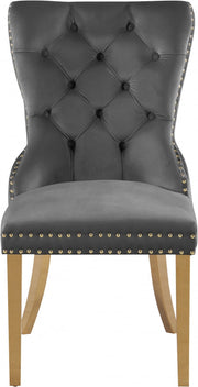 Carmen Velvet Upholstered Dining Chair in Grey, Set of 2 - 812Grey-C