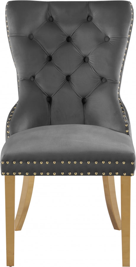 Carmen Velvet Upholstered Dining Chair in Grey, Set of 2 - 812Grey-C