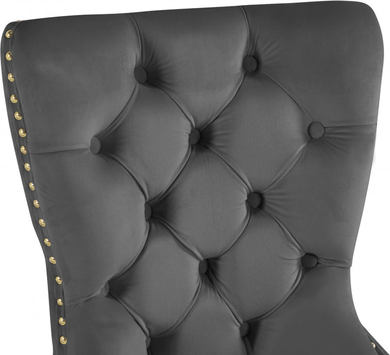 Carmen Velvet Upholstered Dining Chair in Grey, Set of 2 - 812Grey-C