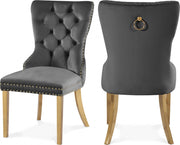 Carmen Velvet Upholstered Dining Chair in Grey, Set of 2 - 812Grey-C