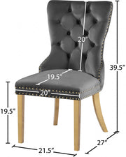 Carmen Velvet Upholstered Dining Chair in Grey, Set of 2 - 812Grey-C