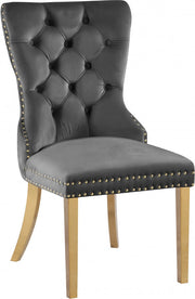 Carmen Velvet Upholstered Dining Chair in Grey, Set of 2 - 812Grey-C