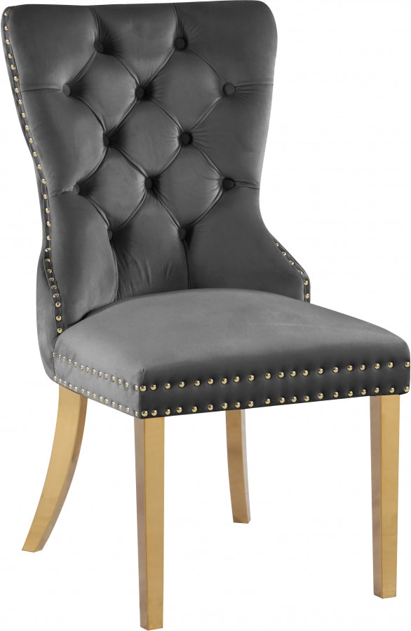 Carmen Velvet Upholstered Dining Chair in Grey, Set of 2 - 812Grey-C