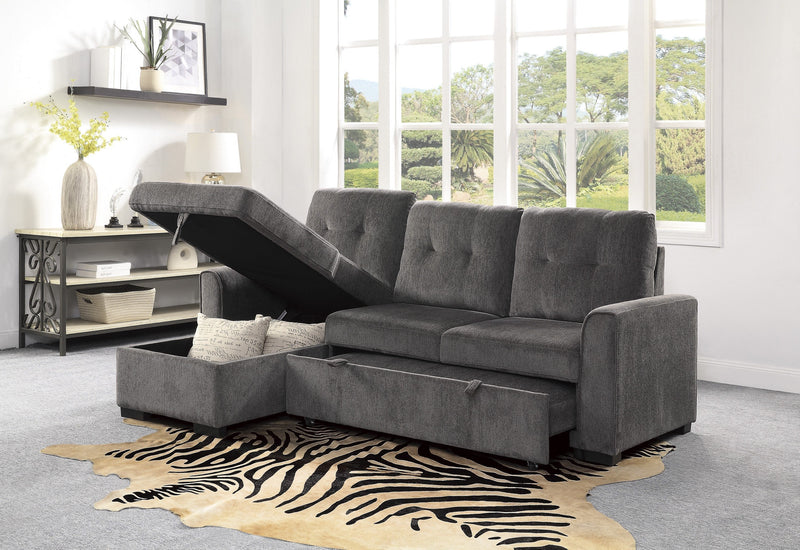 Carolina Gray Reversible Sleeper Sectional with Storage - Gate FurnitureSleeper Sectional