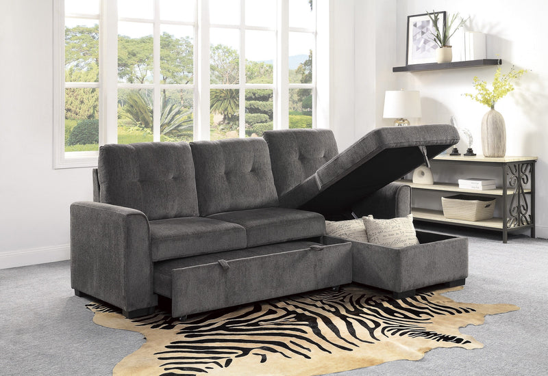 Carolina Gray Reversible Sleeper Sectional with Storage - Gate FurnitureSleeper Sectional