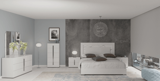 Carrara Bed White W/Light Queen - Gate FurnitureQueen Bed