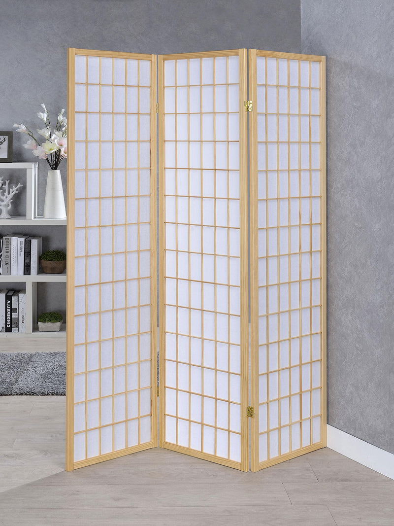 Carrie 3-Panel Room Divider Folding Shoji Screen Natural - 4621