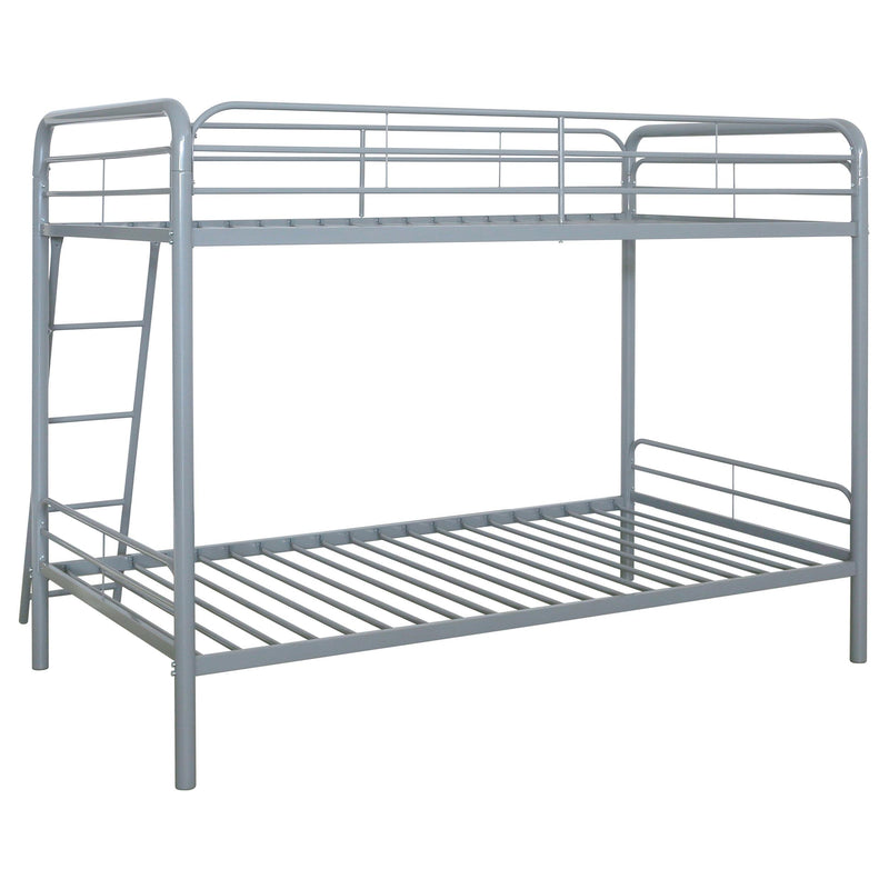 Carson Metal Twin Over Twin Bunk Bed Glossy Silver - 460334SVR