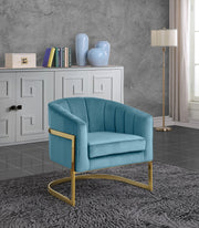 Carter Velvet Upholstered Accent Chair in Aqua - 515Aqua