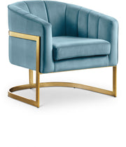Carter Velvet Upholstered Accent Chair in Aqua - 515Aqua