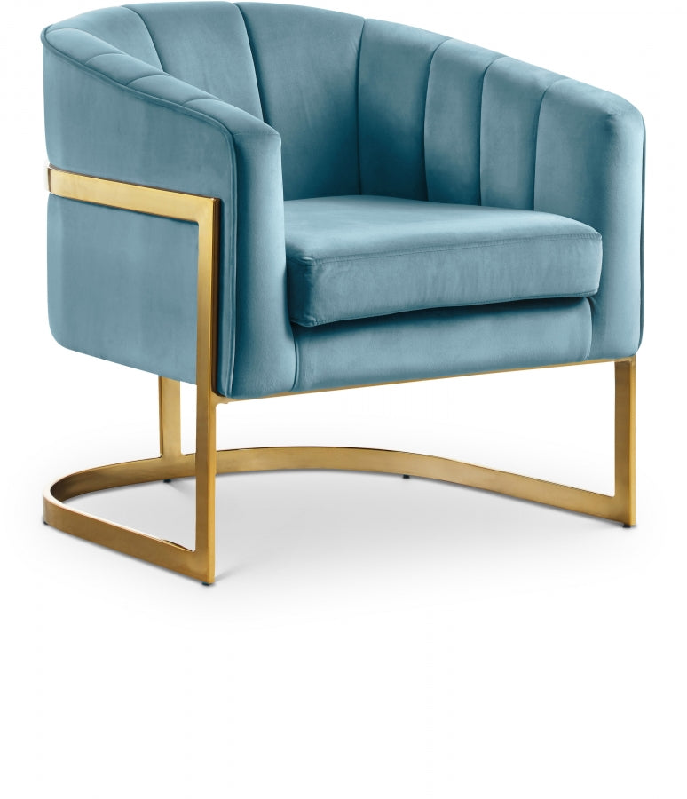 Carter Velvet Upholstered Accent Chair in Aqua - 515Aqua