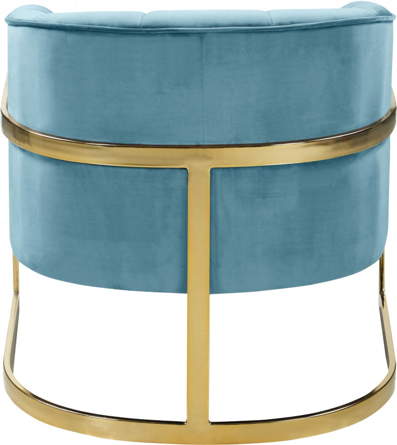 Carter Velvet Upholstered Accent Chair in Aqua - 515Aqua